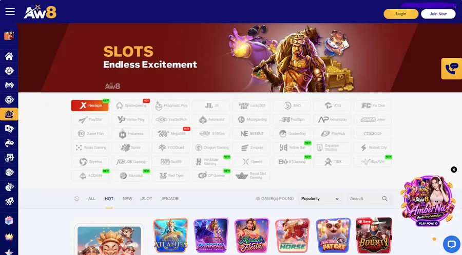 AW8 Best for High-Volatility Progressive Slots